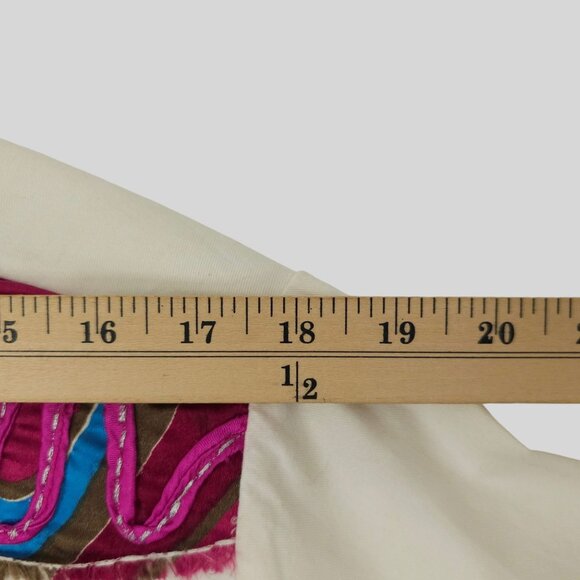 Bleu Bayou Open Front Jacket Size 1X Artsy Colorful 3/4 Sleeve Ribbon Applique - Picture 4 of 16